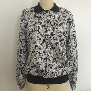 Vintage black white top long sleeve